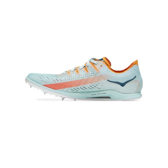 Hoka Cielo‎ X MD Mens Track Spikes Ice Blue Orange Carbon Plate Racing Shoes NEW